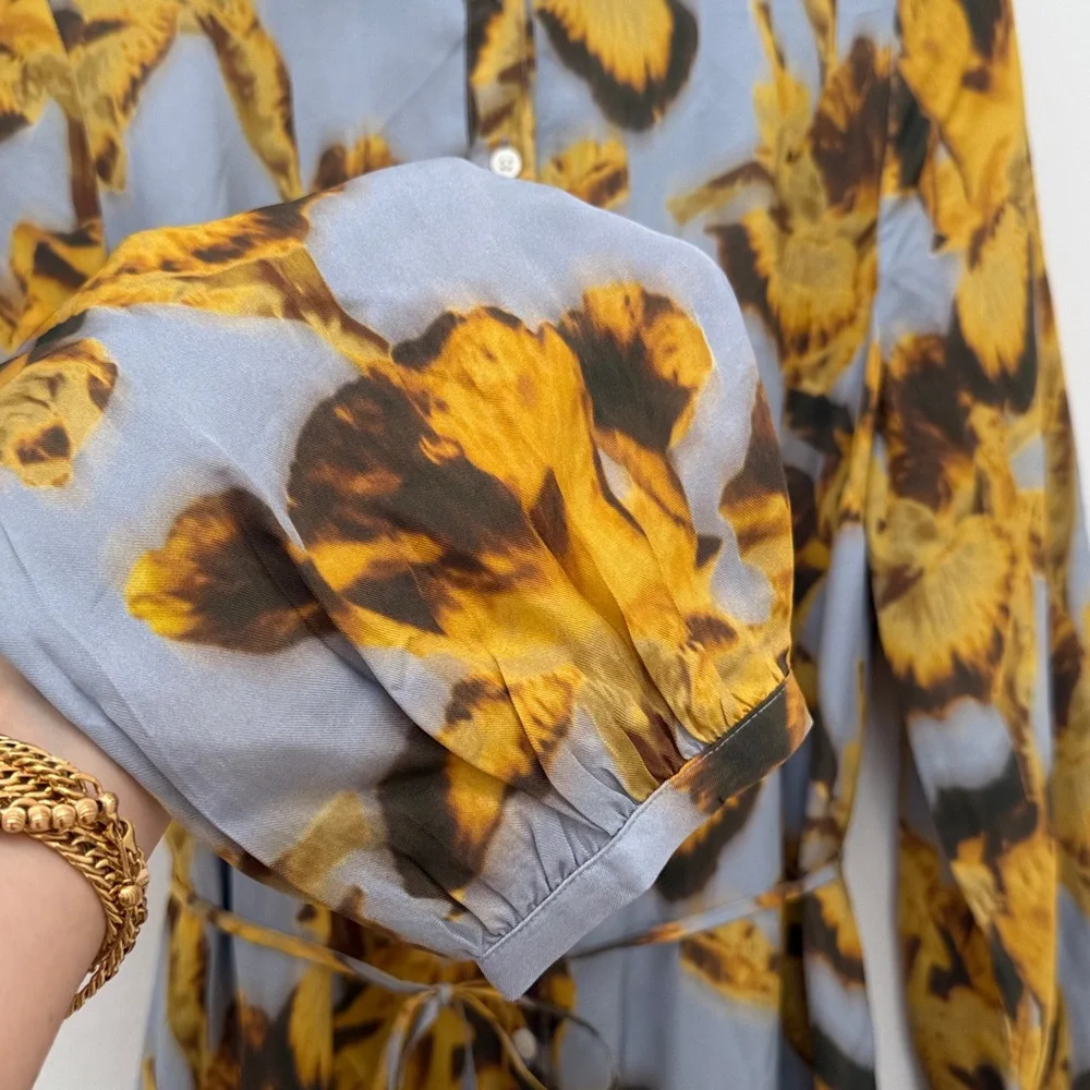 J Crew Floral Button-Down Midi Dress - Yellow and blue viscose - Picture 5 of 6